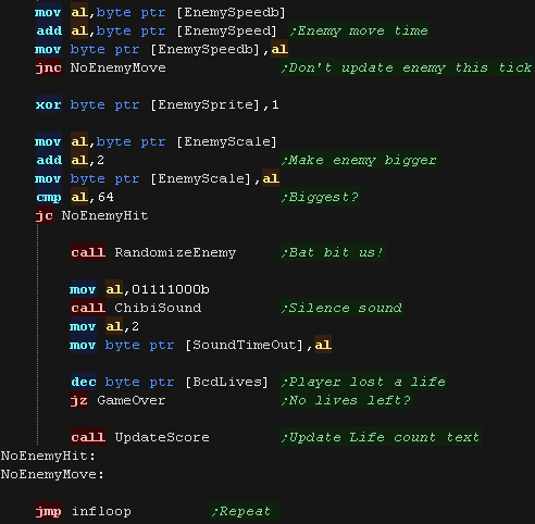 Assembly 8086 / DOS] Game from scratch - ASCII Text Snake 