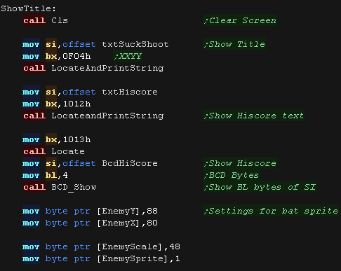 Assembly 8086 / DOS] Game from scratch - ASCII Text Snake 